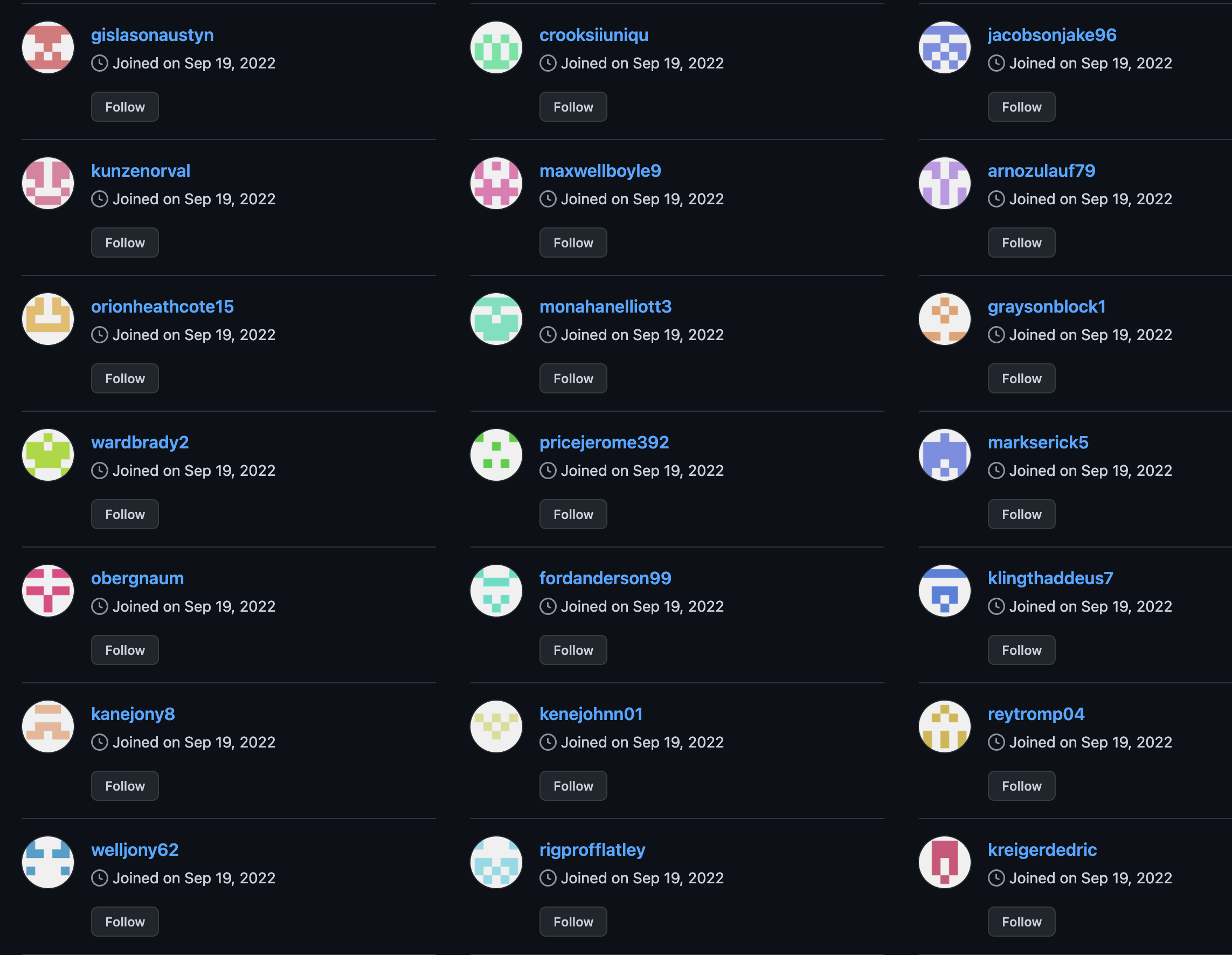 A screenshot from Github Star History showing a number os suspicious repos.