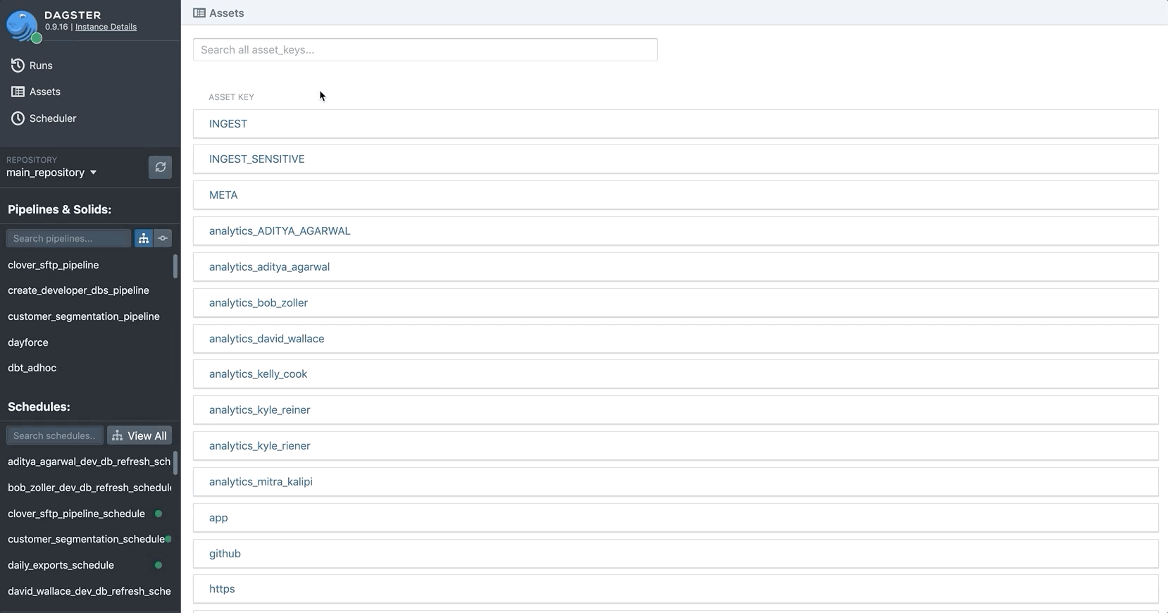 Looking up dbt model runs in the Dagster asset catalog